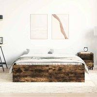 Berkfield Home Modern Bed Frame Smoked Oak 140x200 cm in Brown