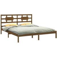 Berkfield Home Beautiful Bed Frame Honey Brown Solid Wood 200x200 cm