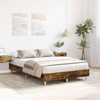 Berkfield Home Durable Bed Frame No Mattress Smoked Oak 120x200 cm Engineered Wood in Brown | Size: Small Double