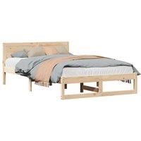 Berkfield Home Elegant Bed Frame Natural Solid Pine wood 135 x 190 cm Durable in Beige