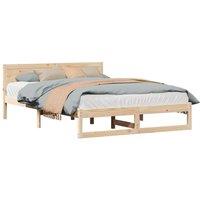 Berkfield Home Elegant Bed Frame Natural Wood Solid Pine Wood 160 x 200 cm Durable in Beige