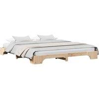 Berkfield Home Modern Bed Frame Natural Solid Pine Wood 200 x 200 cm Durable