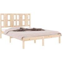 Berkfield Home Beautiful Bed Frame Solid Wood 135x190 cm Double in Light Tan