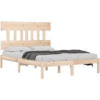 Berkfield Home Beautiful Bed Frame Solid Wood 120x200 cm in Light Tan | Size: Small Double