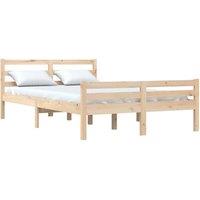 Berkfield Home Beautiful Bed Frame Solid Wood 135x190 cm Double in Light Brown