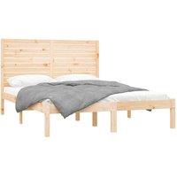 Berkfield Home Beautiful Bed Frame Solid Wood 120x200 cm in Light Tan | Size: Small Double
