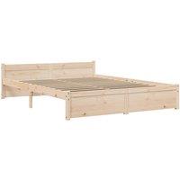 Berkfield Home Beautiful Bed Frame Solid Wood 135x190 cm Double in Natural