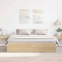 Berkfield Home Modern Bed Frame Sonoma Oak 200x200 cm in Light Tan