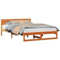 Berkfield Home Elegant Bed Frame Wax brown Solid Pine wood 150 x 200 cm Rectangular