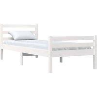 Berkfield Home Beautiful Bed Frame White Solid Wood 100x200 cm