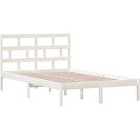 Berkfield Home Beautiful Bed Frame White Solid Wood Pine 120x200 cm | Size: Small Double