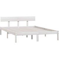 Berkfield Home Modern Bed Frame White Solid Wood 120x190 cm Small Double