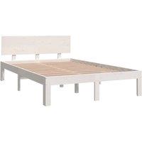Berkfield Home Beautiful Bed Frame White Solid Wood 120x190 cm Small Double