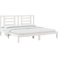 Berkfield Home Beautiful Bed Frame White Solid Wood 180x200 cm Super King Size