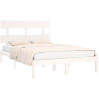 Berkfield Home Beautiful Bed Frame White Solid Wood 200x200 cm