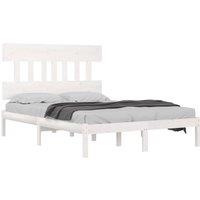 Berkfield Home Beautiful Bed Frame White Solid Wood 200x200 cm