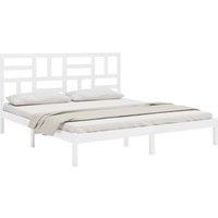 Berkfield Home Beautiful Bed Frame White Solid Wood 180x200 cm Super King Size