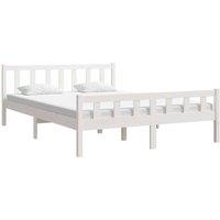Berkfield Home Beautiful Bed Frame White Solid Wood 150x200 cm King Size