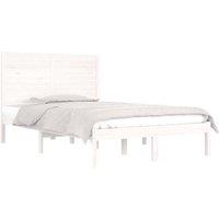 Berkfield Home Beautiful Bed Frame White Solid Wood 135x190 cm Double