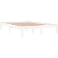 Berkfield Home Beautiful Bed Frame White Solid Wood Pine 140x190 cm