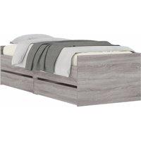 Berkfield Home Modern Bed Frame with Drawers without Mattress Grey Sonoma 100x200 cm