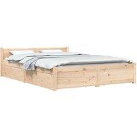Berkfield Home Beautiful Bed Frame with Drawers 120x200 cm in Natural | Size: Small Double