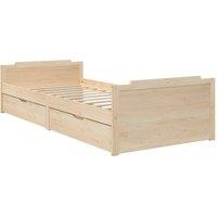 Berkfield Home Beautiful Bed Frame with Drawers Solid Wood Pine 90x200 cm in Natural