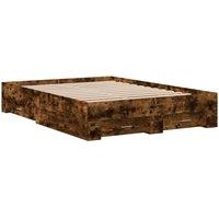 Berkfield Home Modern Bed Frame with Drawers without Mattress Smoked Oak 120x200 cm in Brown | Size: Small Double