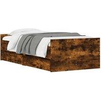 Berkfield Home Modern Bed Frame with Drawers without Mattress Smoked Oak 100x200 cm in Brown