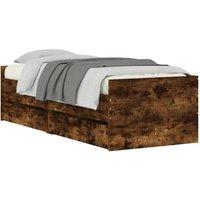 Berkfield Home Modern Bed Frame with Drawers without Mattress Smoked Oak 100x200 cm in Brown