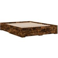 Berkfield Home Modern Bed Frame w/Drawers Frame Smoked Oak 150x200 cm King Size in Brown