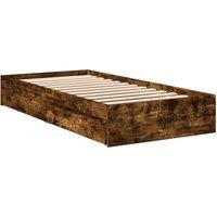 Berkfield Home Modern Bed Frame w/Drawers Frame Smoked Oak 75x190 cm Small Single in Brown