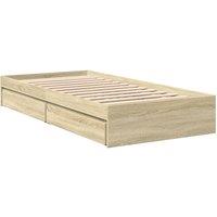 Berkfield Home Modern Bed Frame with Drawers without Mattress Sonoma Oak 100x200 cm in Light Oak