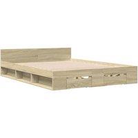 Berkfield Home Modern Bed Frame with Drawers without Mattress Sonoma Oak 140x190 cm in Light Brown