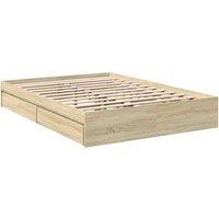 Berkfield Home Modern Bed Frame with Drawers without Mattress Sonoma Oak 120x200 cm in Light Tan | Size: Small Double