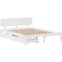 Berkfield Home Decorative Bed Frame with Drawers without Mattress White 120x200 cm | Size: Small Double