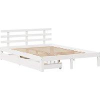 Berkfield Home Decorative Bed Frame with Drawers without Mattress White 120x200 cm | Size: Small Double