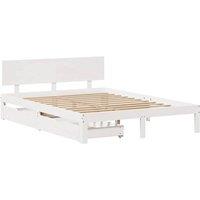 Berkfield Home Decorative Bed Frame with Drawers without Mattress White 140x200 cm
