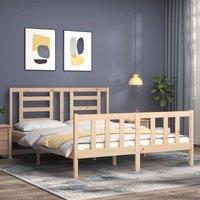 Berkfield Home Beautiful Bed Frame with Headboard 160x200 cm Solid Wood in Natural