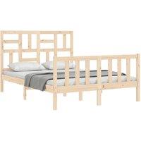 Berkfield Home Beautiful Bed Frame with Headboard 140x190 cm Solid Wood in Natural