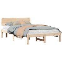Berkfield Home Traditional Bed Frame with Headboard 135x190 cm Solid Pine Wood in Beige