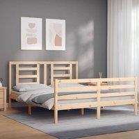 Berkfield Home Beautiful Bed Frame with Headboard 160x200 cm Solid Wood in Light Tan