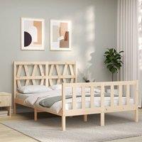 Berkfield Home Beautiful Bed Frame with Headboard 140x190 cm Solid Wood in Natural