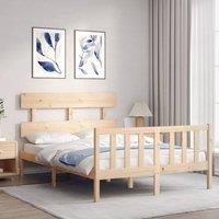 Berkfield Home Beautiful Bed Frame with Headboard 140x190 cm Solid Wood in Natural