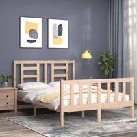 Berkfield Home Beautiful Bed Frame with Headboard 140x190 cm Solid Wood in Natural