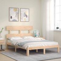 Berkfield Home Beautiful Bed Frame with Headboard 140x190 cm Solid Wood in Natural
