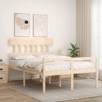 Berkfield Home Beautiful Bed Frame with Headboard 140x190 cm Solid Wood in Light Tan