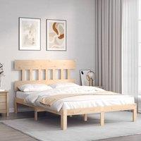 Berkfield Home Beautiful Bed Frame with Headboard 140x190 cm Solid Wood in Natural
