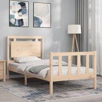 Berkfield Home Beautiful Bed Frame with Headboard 100x200 cm Solid Wood in Light Tan