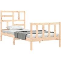 Berkfield Home Beautiful Bed Frame with Headboard 100x200 cm Solid Wood in Natural